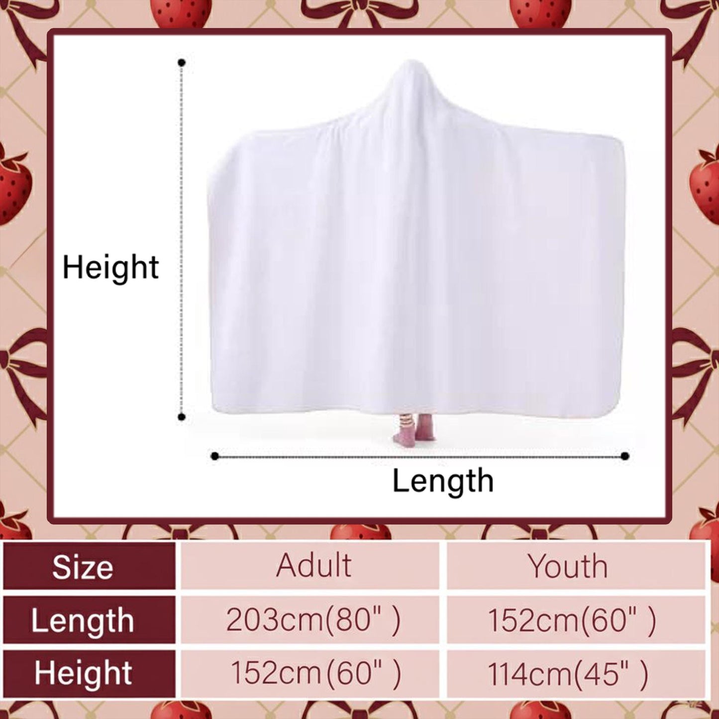 Strawberry Sherpa Hooded Blanket β Personalized Wearable Throw, Christmas Gift