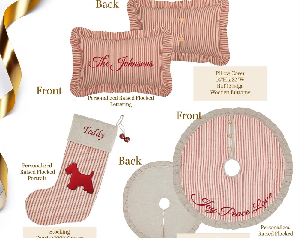 Personalized Red Ticking Stripe Tree Skirt