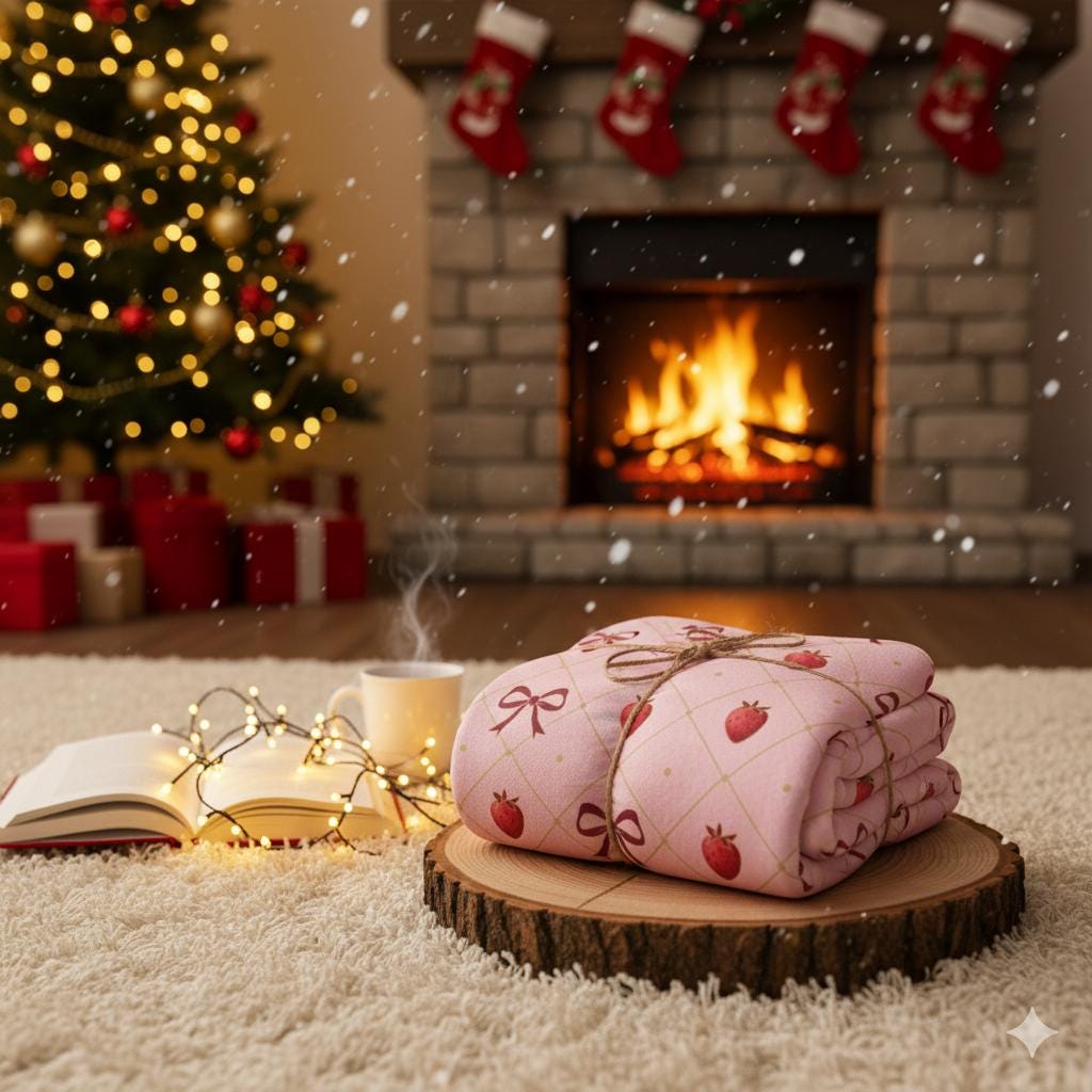 Strawberry Sherpa Hooded Blanket – Personalized Wearable Throw, Christmas Gift